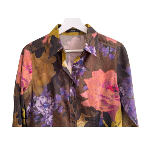 Etro Shirt Floral Print Cotton Stretch Size 46 Large Long Sleeve Button Up - Picture 2 of 6